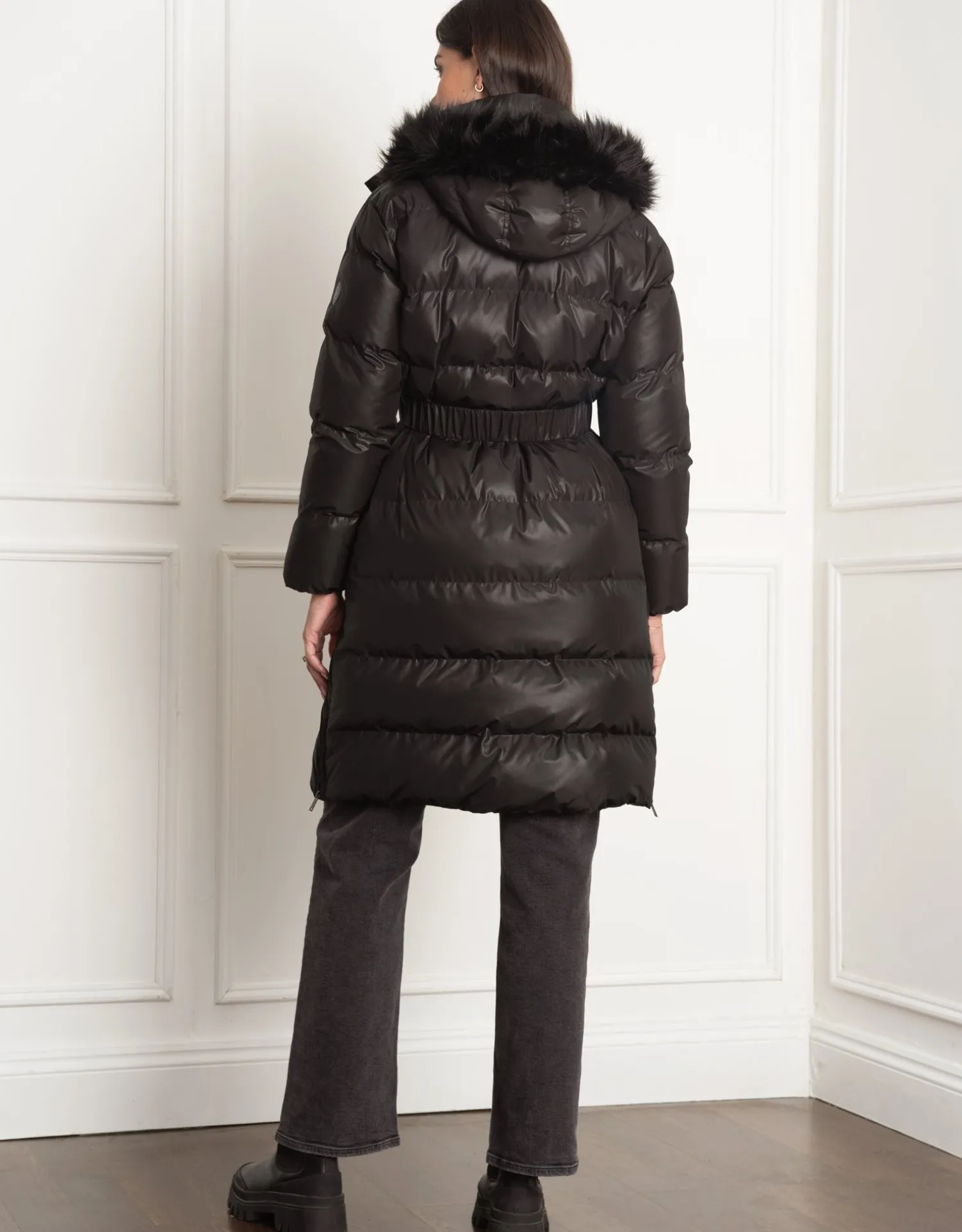 Cheap Seraphine Malika | Shiny Puffer Maternity Coat with Faux-Fur Trim