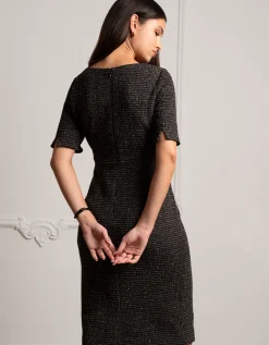 Clearance Seraphine Maribelle | Black Stretch Tweed Maternity Dress