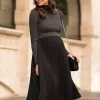 Hot Seraphine Marie | Charcoal Pleated Maternity & Nursing Dress