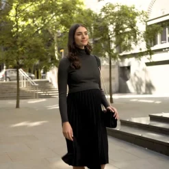 Hot Seraphine Marie | Charcoal Pleated Maternity & Nursing Dress