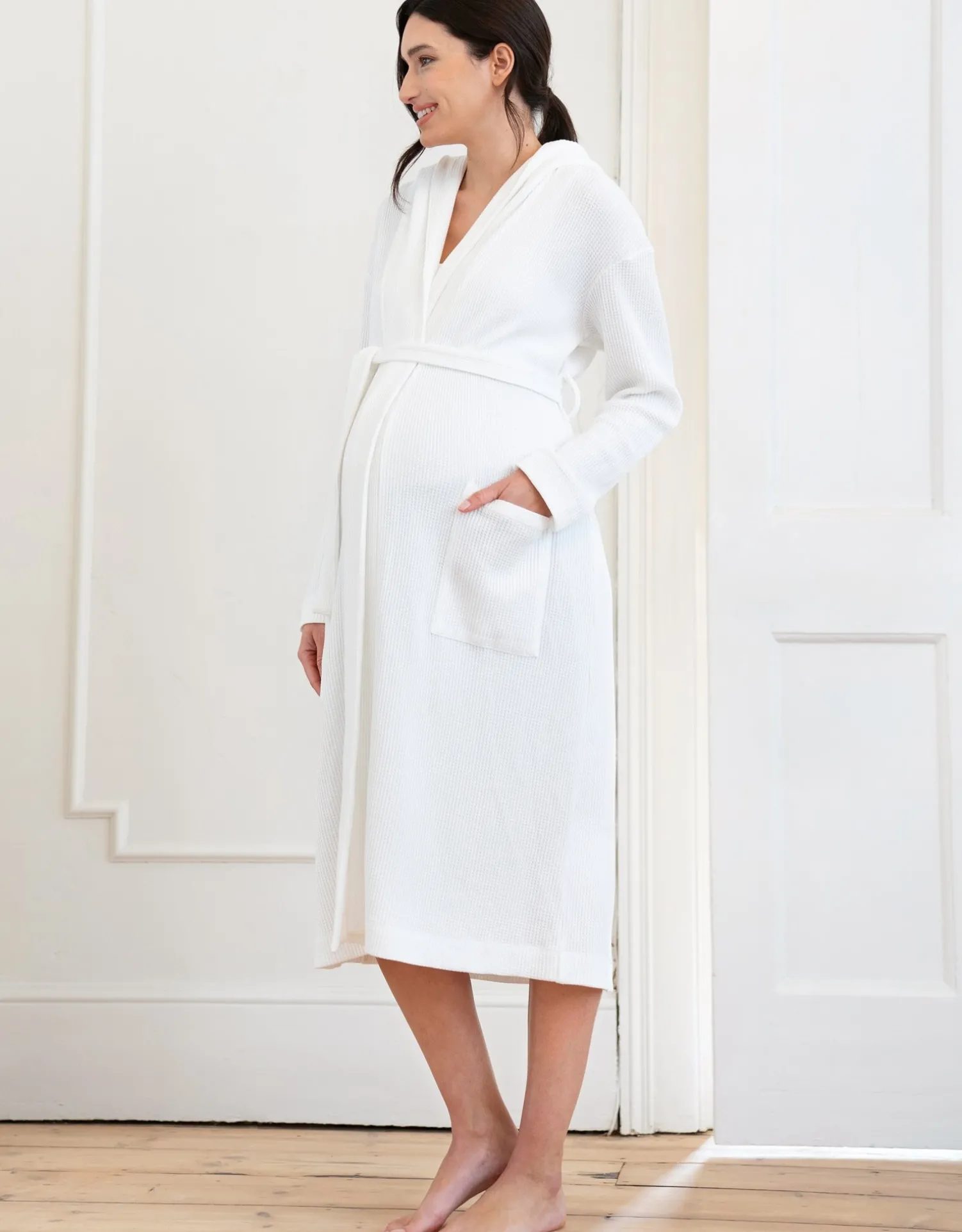 Online Seraphine Marquesa | Cotton Hooded Waffle Maternity-To-Nursing Dressing Gown