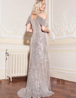 New Seraphine Marylyn | Gold Shimmer Maternity Evening Dress