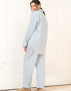 Hot Seraphine Maxim | Fine Stripe Full-Length Cotton Pyjama Maternity-To-Nursing Set
