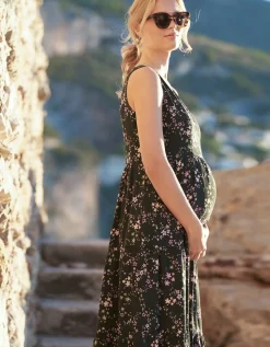 Clearance Seraphine Milly | Floral Woven Maternity & Nursing Midi Dress