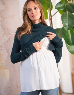 Outlet Seraphine Morrigan | Forest Green 2 in 1 Maternity & Nursing Sweater