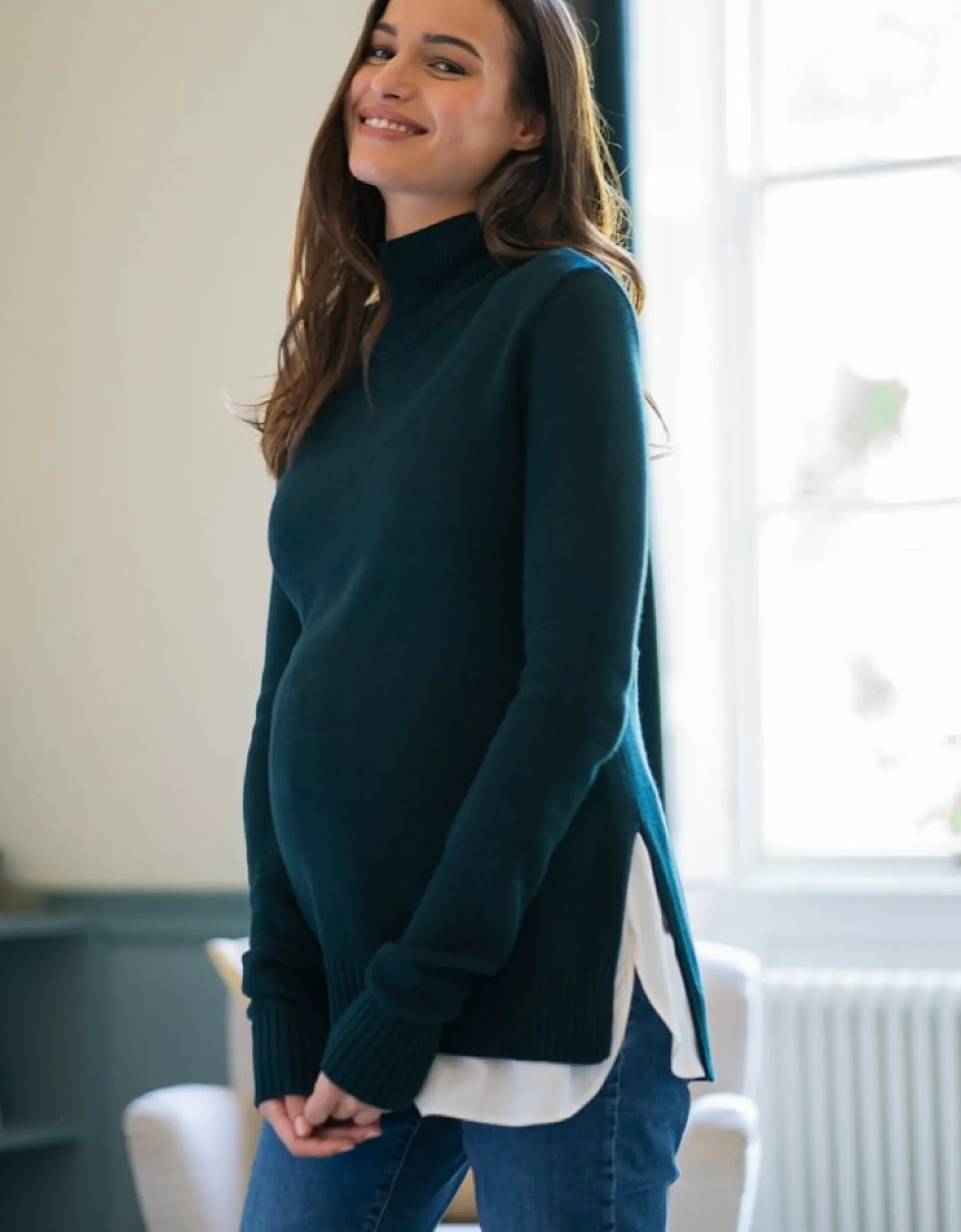 Outlet Seraphine Morrigan | Forest Green 2 in 1 Maternity & Nursing Sweater