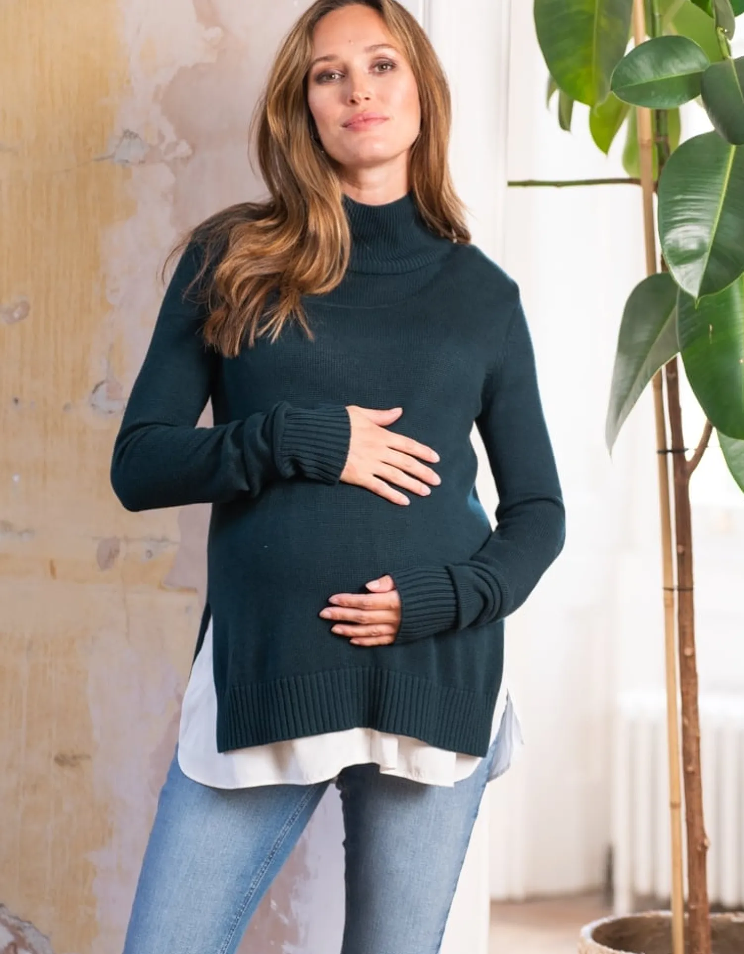 Outlet Seraphine Morrigan | Forest Green 2 in 1 Maternity & Nursing Sweater