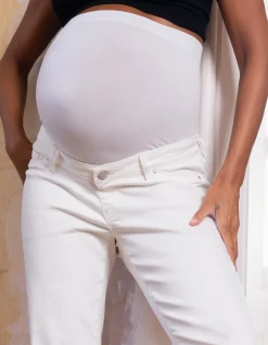 Sale Seraphine Myles | Cotton Cream Tapered Maternity Jeans