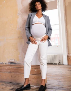 Sale Seraphine Myles | Cotton Cream Tapered Maternity Jeans