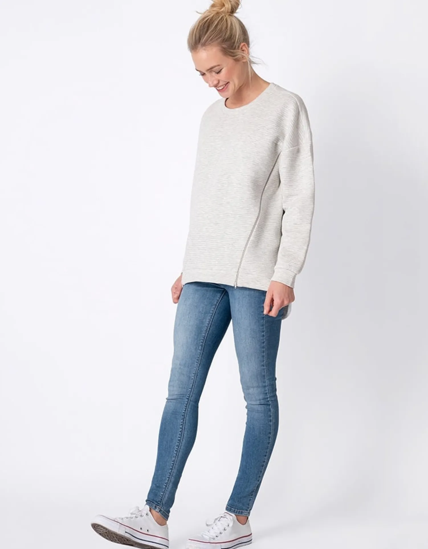 Shop Seraphine Narah | Soft Grey Cotton Blend Maternity & Nursing Sweatshirt