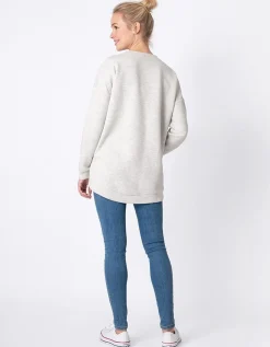 Shop Seraphine Narah | Soft Grey Cotton Blend Maternity & Nursing Sweatshirt
