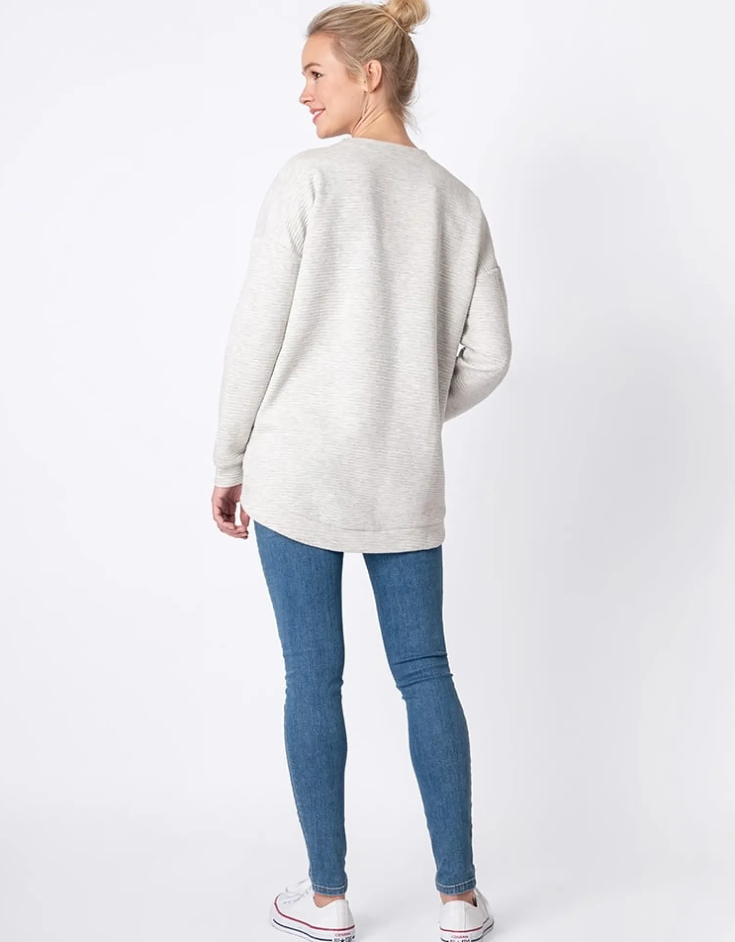 Shop Seraphine Narah | Soft Grey Cotton Blend Maternity & Nursing Sweatshirt
