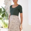 Fashion Seraphine Nessa | Khaki Ditsy Floral 2 in 1 Maternity & Nursing Dress