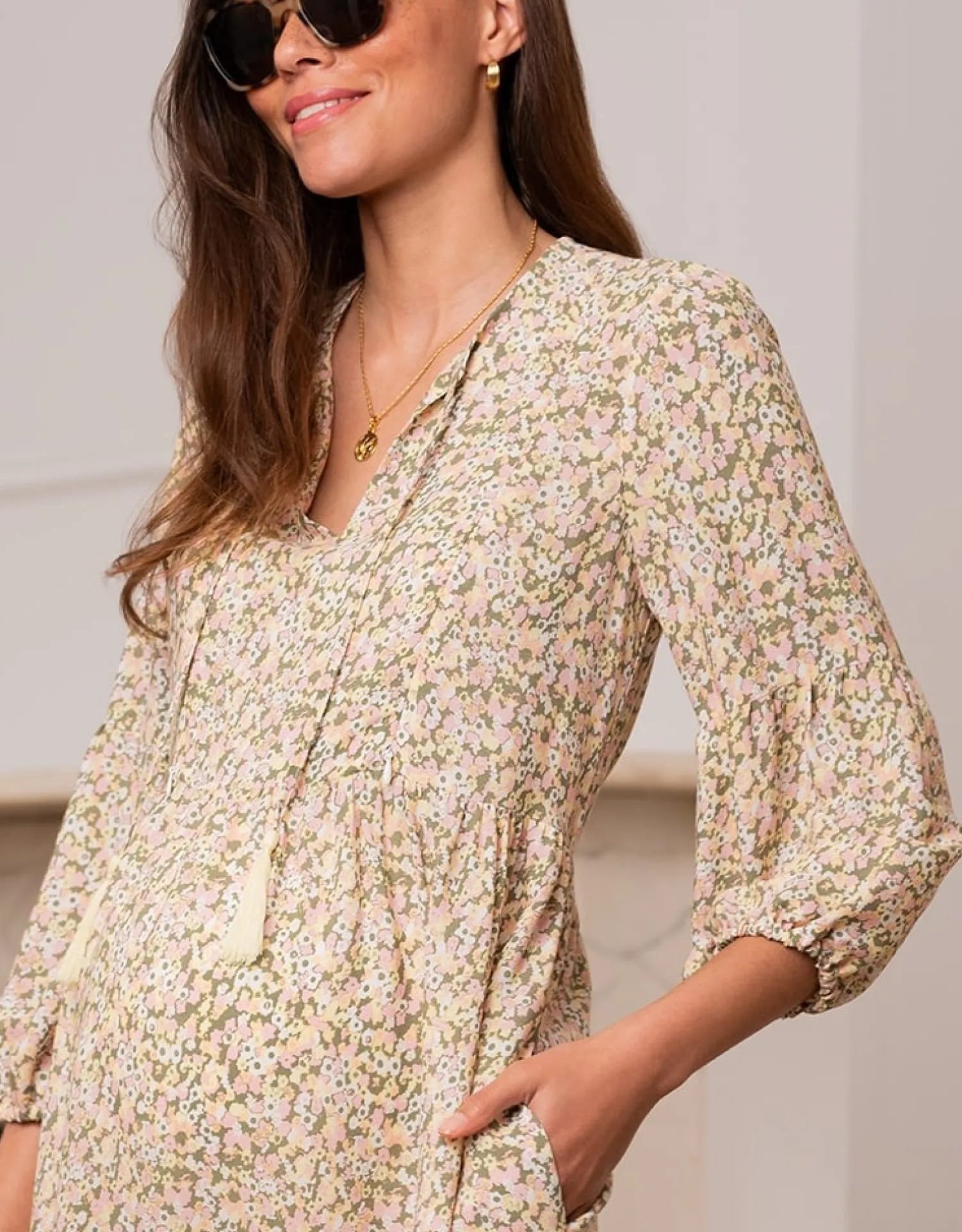 Cheap Seraphine Nico | Ditsy Floral Boho Midi Maternity & Nursing Dress