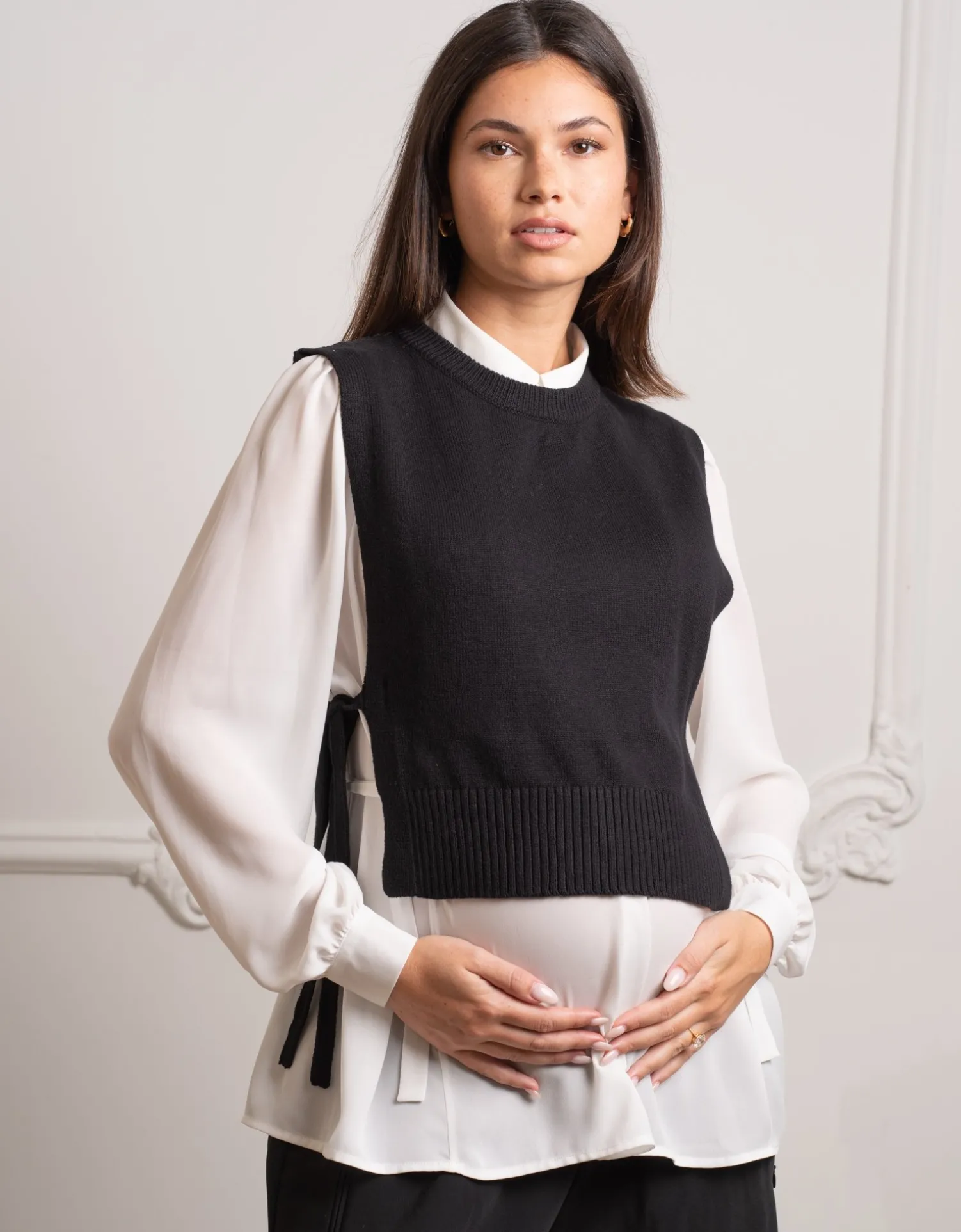 Hot Seraphine Nilly | Black Knitted Maternity Layering Vest