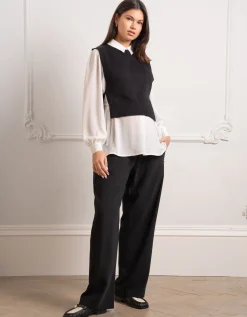 Hot Seraphine Nilly | Black Knitted Maternity Layering Vest