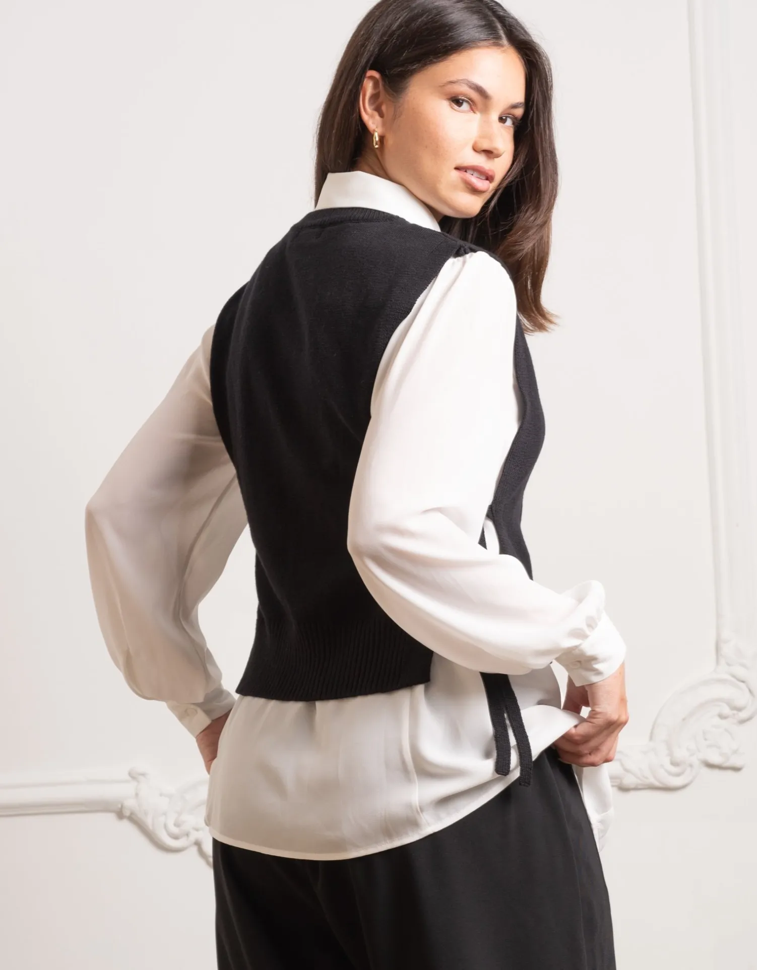 Hot Seraphine Nilly | Black Knitted Maternity Layering Vest