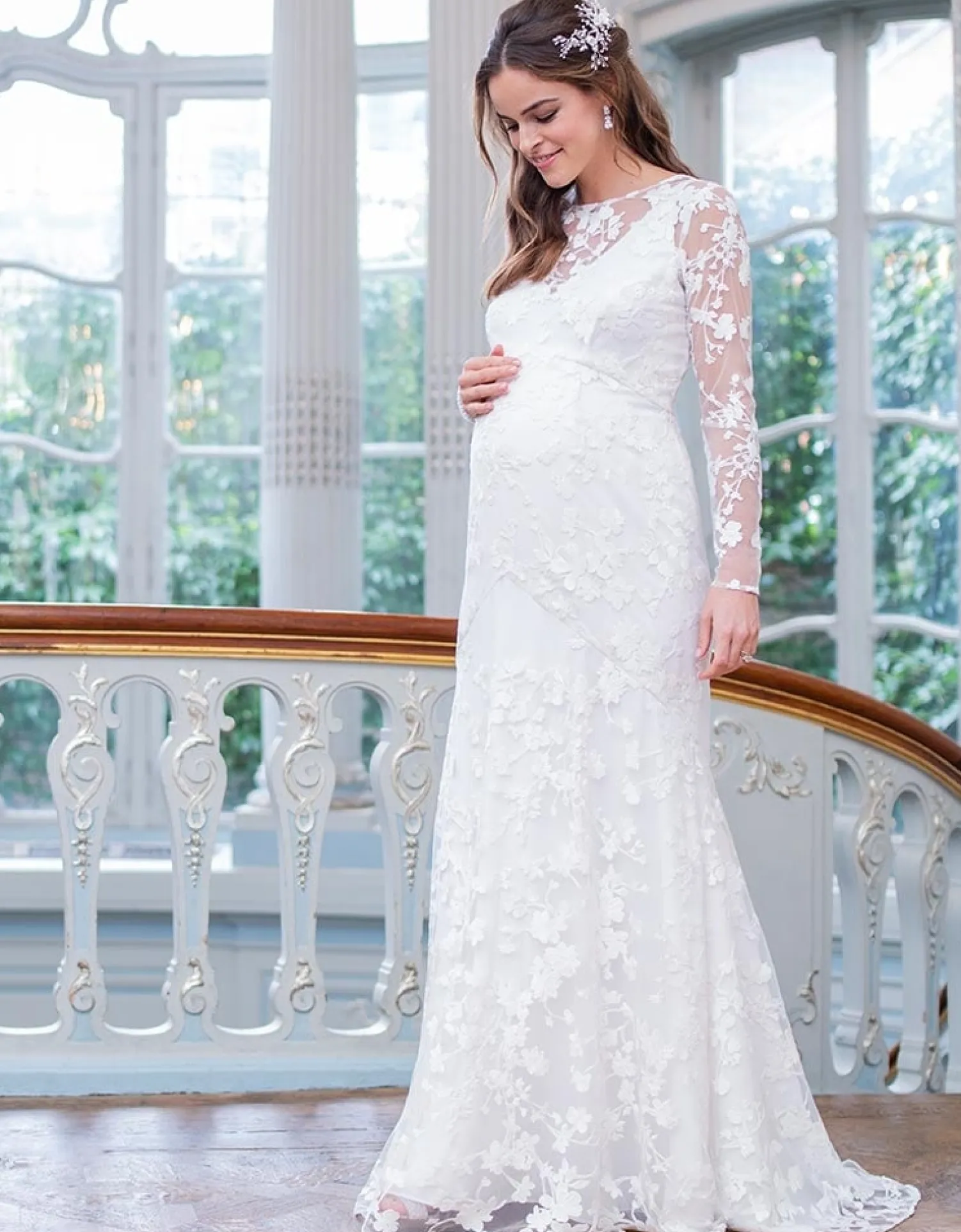 Store Seraphine Orphelia | Long Sleeve Lace Maternity Wedding Dress