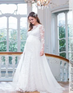 Store Seraphine Orphelia | Long Sleeve Lace Maternity Wedding Dress