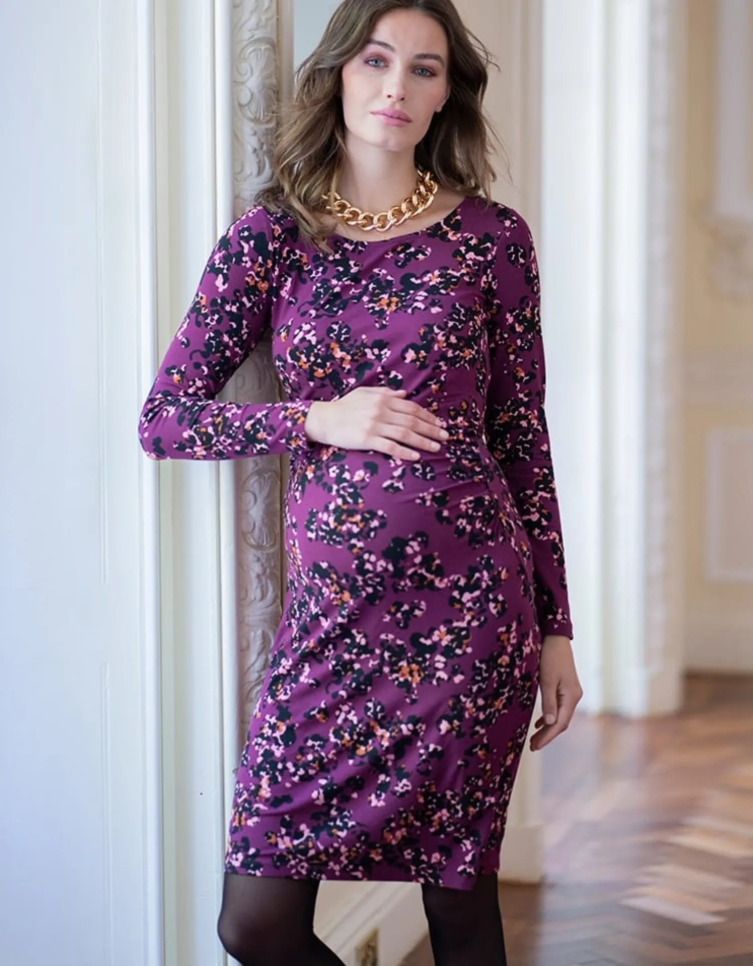 Best Seraphine Padme | Purple Print Jersey Bodycon Maternity Dress