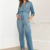 Store Seraphine Pearl | Tencel Denim Maternity Jumpsuit