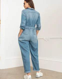 Store Seraphine Pearl | Tencel Denim Maternity Jumpsuit