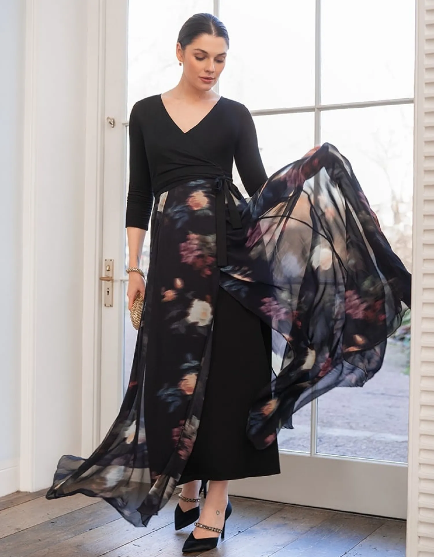 Outlet Seraphine Petunia | Floral Wrap Maternity & Nursing Maxi Dress