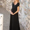 Online Seraphine Pippi | Black Jersey Maternity & Nursing Maxi Dress