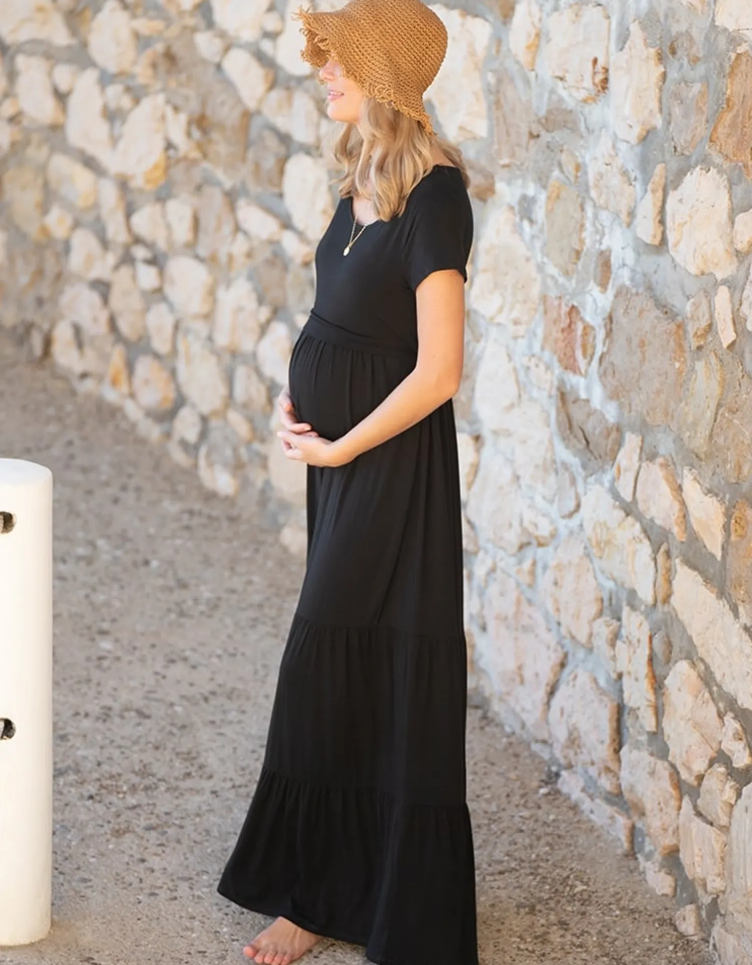 Online Seraphine Pippi | Black Jersey Maternity & Nursing Maxi Dress