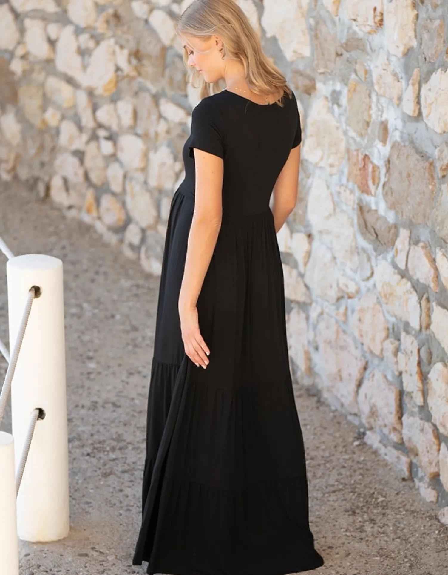 Online Seraphine Pippi | Black Jersey Maternity & Nursing Maxi Dress