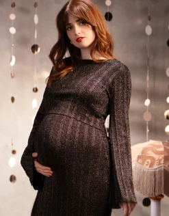 Best Sale Seraphine Quentin | Metallic Thread Knit Maternity Dress