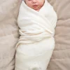 Shop Seraphine Quinnley | Mini Cotton & Cashmere Ivory White Knitted Baby Blanket