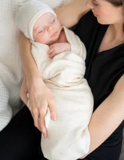 Shop Seraphine Quinnley | Mini Cotton & Cashmere Ivory White Knitted Baby Blanket