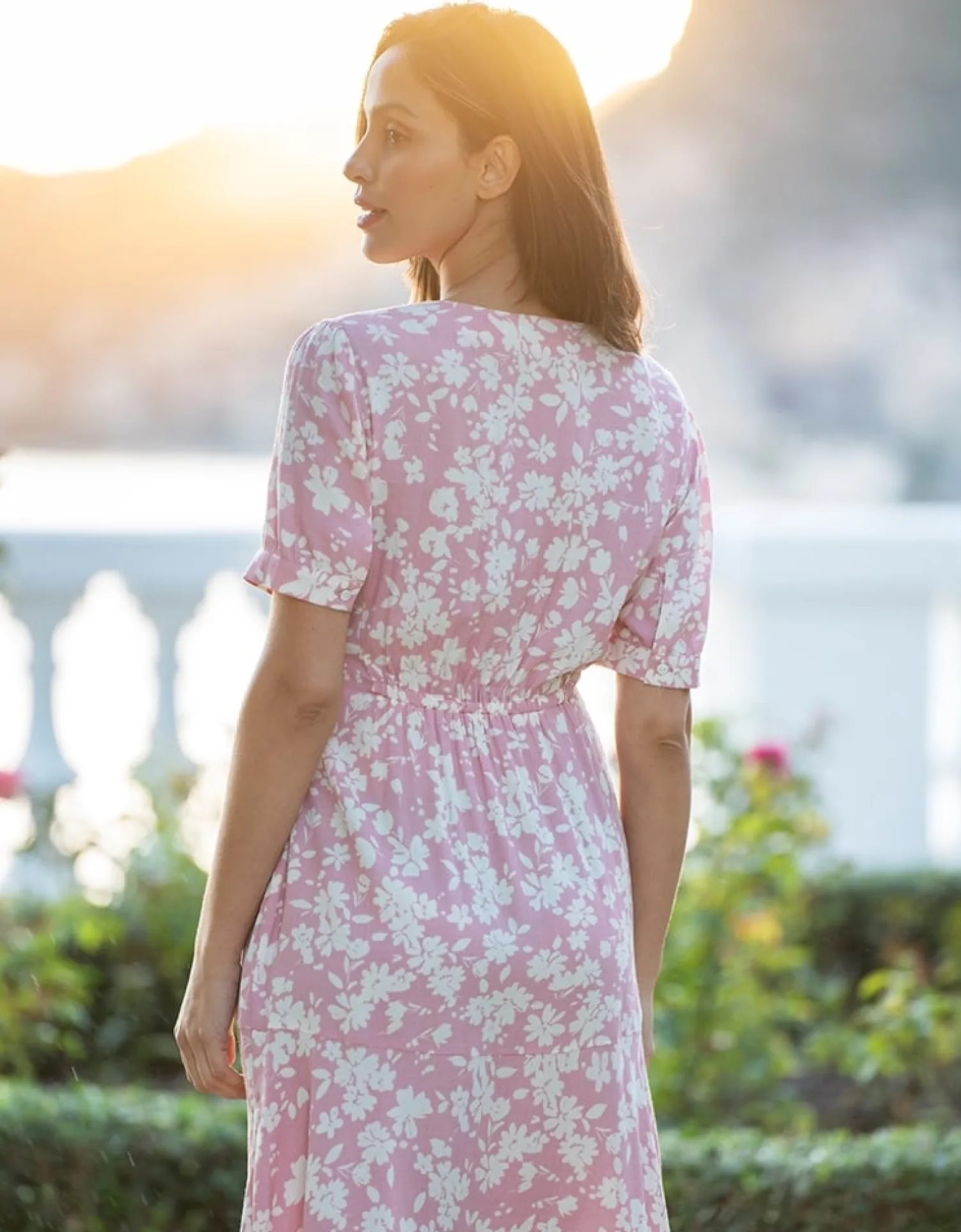 Discount Seraphine Raquelle | Pink Floral Drawstring Maternity & Nursing Dress