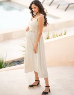 Cheap Seraphine Reign | Midi-Length Maternity-To-Nursing Dress With Crochet-Look Top