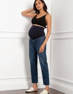 Hot Seraphine Ryder | Organic Tapered Frayed Hem Maternity Jeans