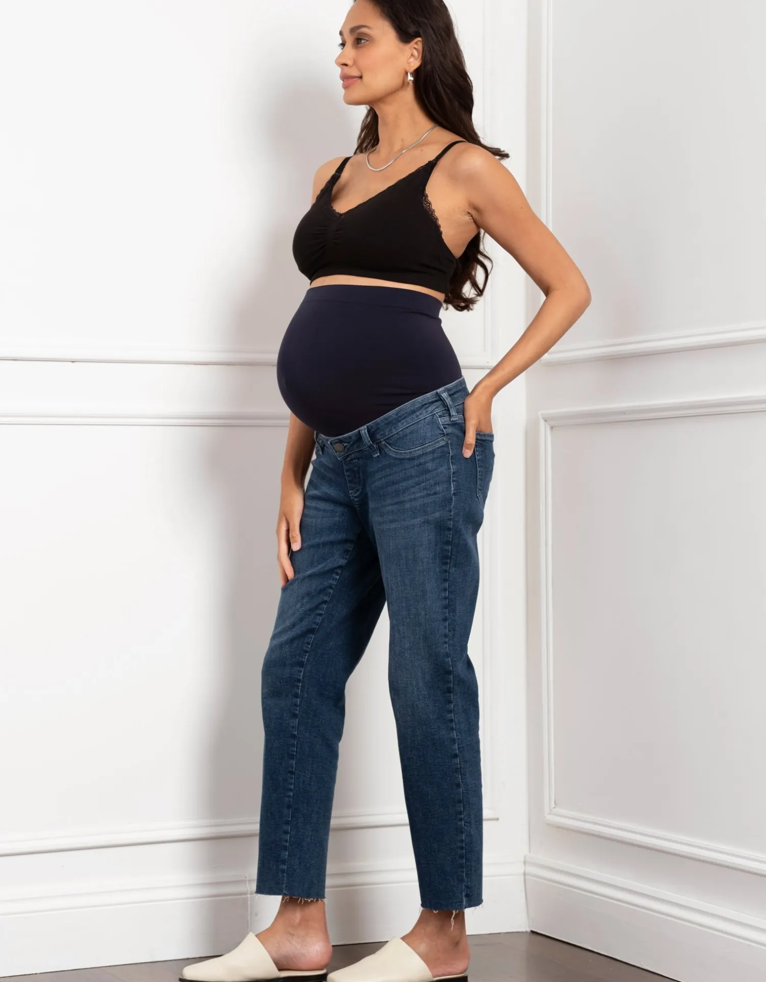 Hot Seraphine Ryder | Organic Tapered Frayed Hem Maternity Jeans
