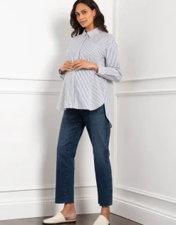 Hot Seraphine Ryder | Organic Tapered Frayed Hem Maternity Jeans