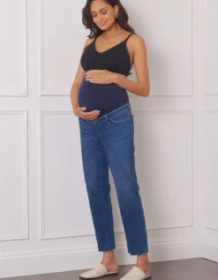 Hot Seraphine Ryder | Organic Tapered Frayed Hem Maternity Jeans