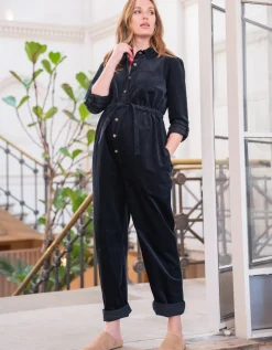 Discount Seraphine Saylor | Cotton Corduroy Black Maternity Jumpsuit
