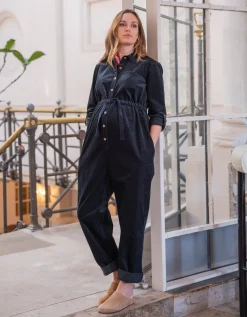 Discount Seraphine Saylor | Cotton Corduroy Black Maternity Jumpsuit