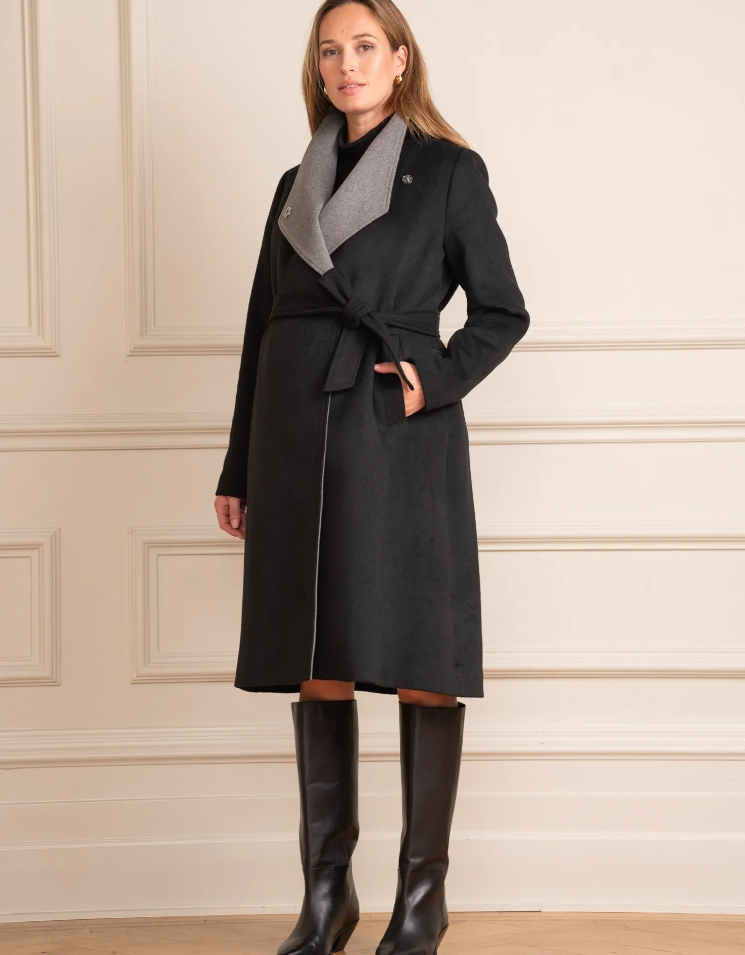 New Seraphine Sierra | Wool Blend Wrap Maternity Coat