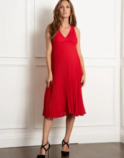 Fashion Seraphine Sinatra | Lace Top and Pleated Maternity & Nursing Skirt Dress