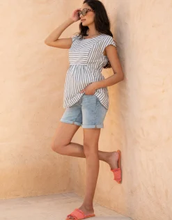 Fashion Seraphine Solene | Cotton Stripe Maternity & Nursing Top