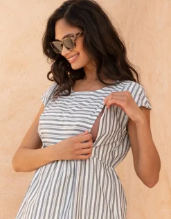 Fashion Seraphine Solene | Cotton Stripe Maternity & Nursing Top