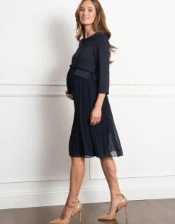 Hot Seraphine Sophina | Pleated Skirt Maternity & Nursing Dress with Belt