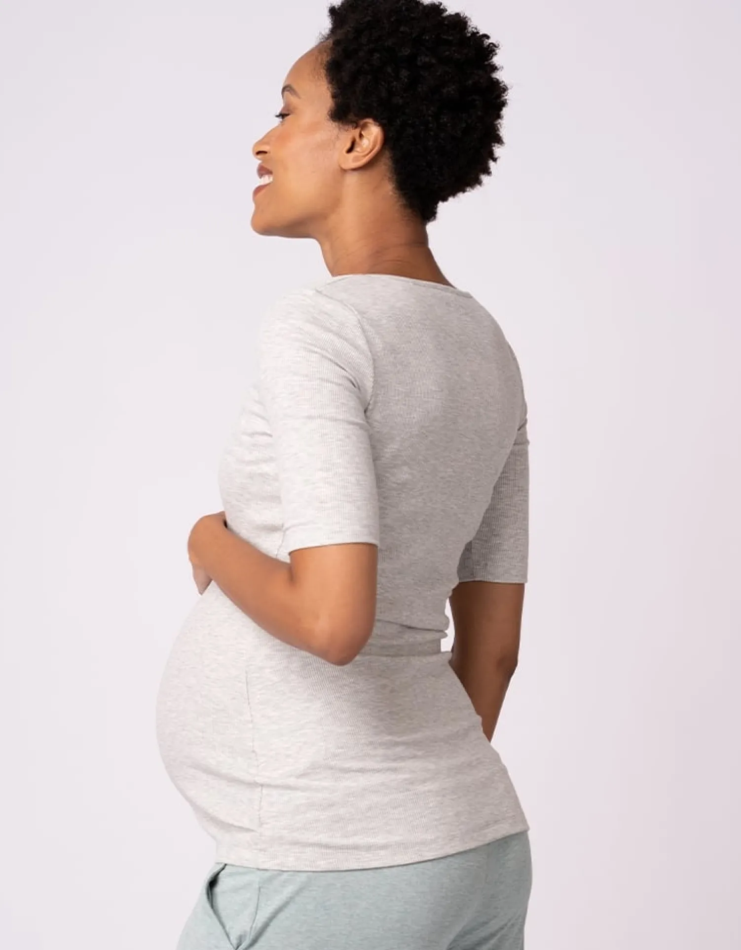 Store Seraphine Suri | Long Sleeve Maternity to Nursing Tops u2013 Twin Pack, White & Grey
