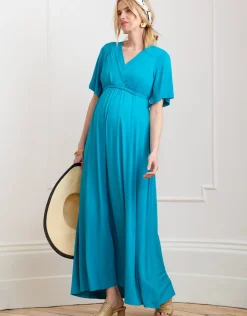 New Seraphine Sydney | Turquoise Blue Jersey Maternity to Nursing Maxi Dress