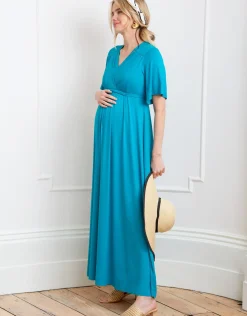 New Seraphine Sydney | Turquoise Blue Jersey Maternity to Nursing Maxi Dress