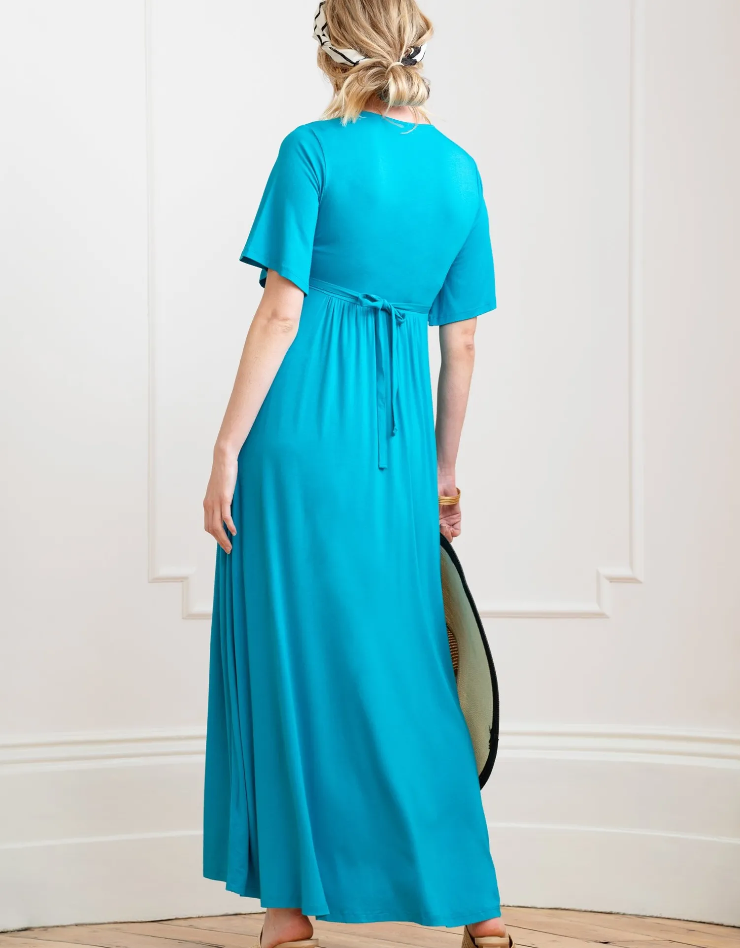 New Seraphine Sydney | Turquoise Blue Jersey Maternity to Nursing Maxi Dress